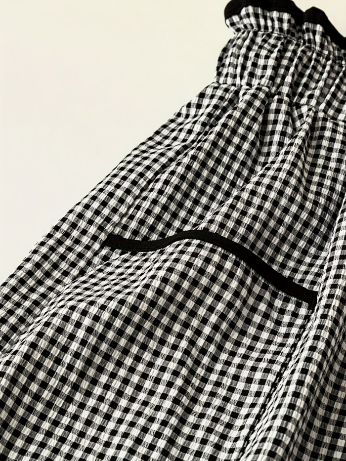 Elegant Direction Plaid Wide-Leg Pants