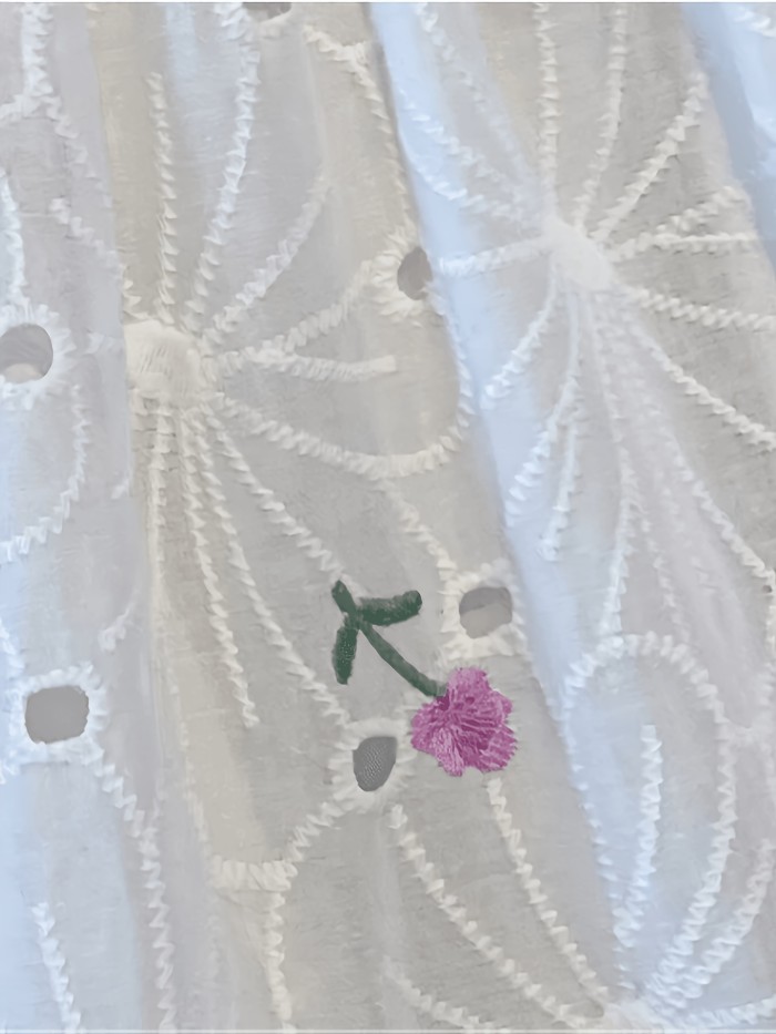 Embroidered Floral A-Line Skirt, High-Waisted, Small, Fresh and Clean Style