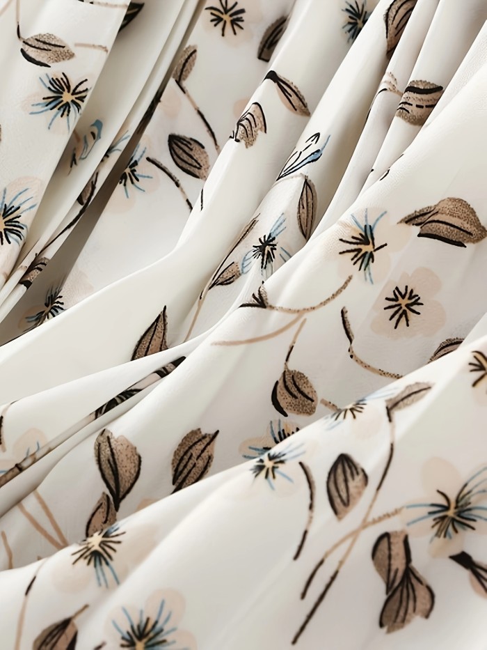 Fresh and Delicate Floral Print Pleated High-waist Skirt