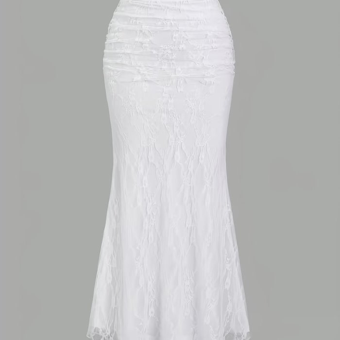 New Women'S Lace Mesh Fishtail Skirt, Temperament Elegant Half-Length Skirt