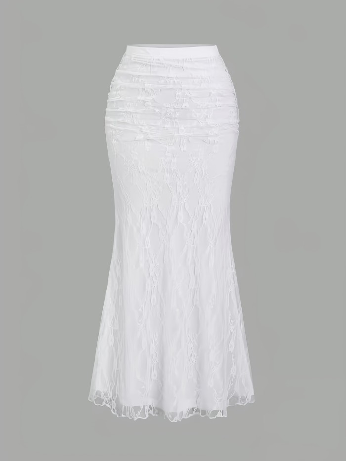 New Women'S Lace Mesh Fishtail Skirt, Temperament Elegant Half-Length Skirt