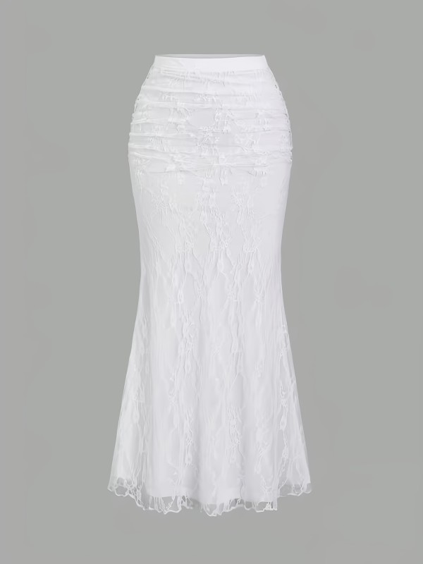 New Women'S Lace Mesh Fishtail Skirt, Temperament Elegant Half-Length Skirt