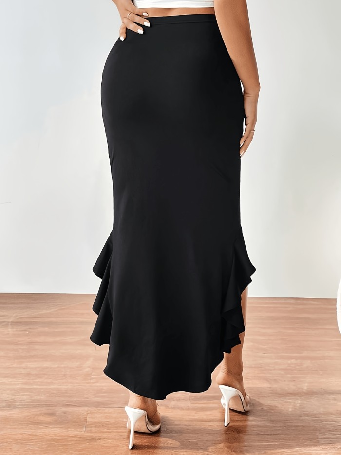 New Hot Item: Soft and Sexy | Nude High-Waist Pleated Slit Ruffle Mermaid Skirt. Nude Tone Gentle Atmosphere | High-Waist Pleated Ruffle Slit Mermaid Skirt. Mature Elegant Style | Nude Slim-Fit Pleated Irregular Hem Body-Hugging Long Skirt