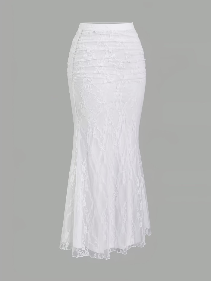 New Women'S Lace Mesh Fishtail Skirt, Temperament Elegant Half-Length Skirt