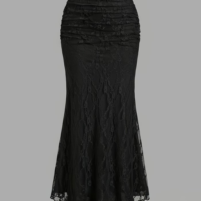 New Women'S Lace Mesh Fishtail Skirt, Temperament Elegant Half-Length Skirt