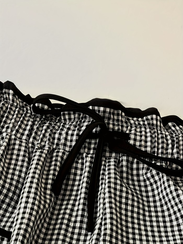 Elegant Direction Plaid Wide-Leg Pants