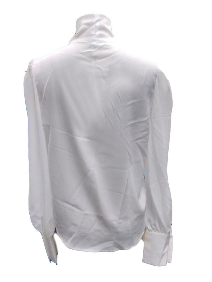 New Elegant High-Quality Women'S Chiffon Shirt with Mesh Sleeves And a Tie Design at The Neckline, Perfect for Commuting