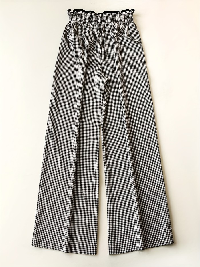 Elegant Direction Plaid Wide-Leg Pants