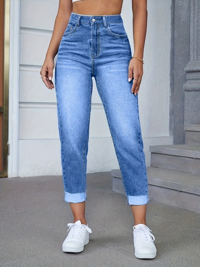 2026 New Light-Colored European And American Style 9-Inch Trousers Denim Jeans