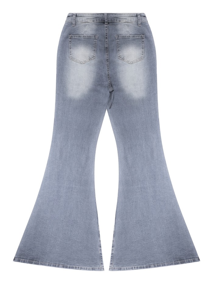 Women'S High-Waisted Flare Jeans, Slim Fit Stretchy Bell Bottom Denim Pants, Vintage Y2K Trendy Business Casual Trousers for Daily And Work Outfits