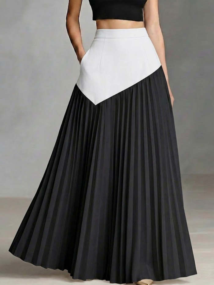Women's High-Waisted Casual Loose Pleated Skirt