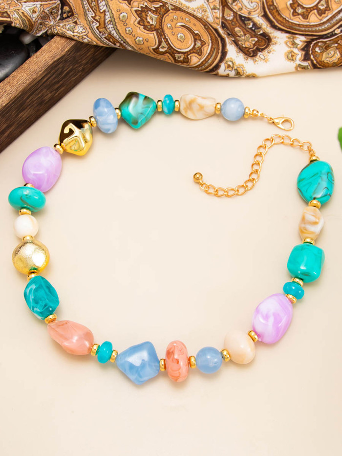 Geometric Colorful Asymmetric Irregularity Necklaces Accessories