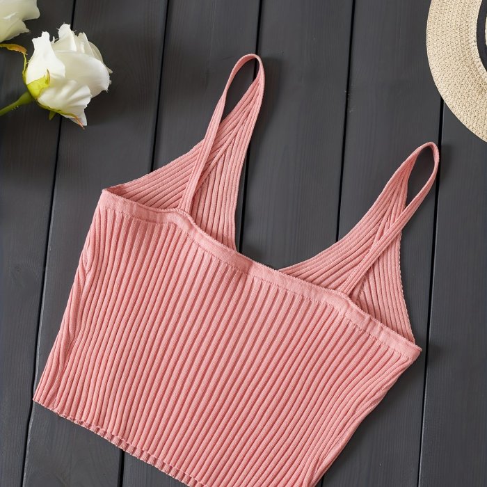 Casual Sexy Solid Color Mesh Spaghetti Strap Vest Top for Women