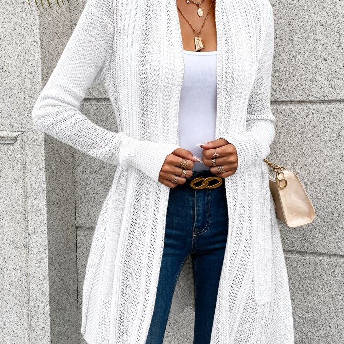 Women'S Fashion Gradient Mid-Length Elegant Tie-Up Design Coat Cardigan, All-Season Wear, Soft And Comfortable Fabric, Casual Versatile Style, with Drawstring Tie