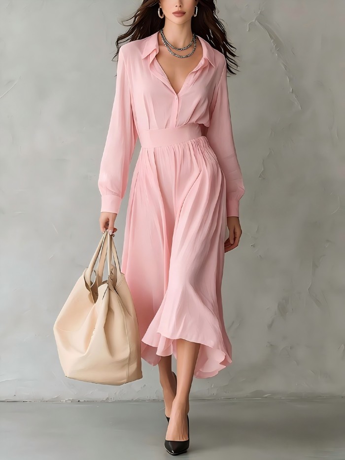 Women's Commuter Minimalist Style Long-sleeve Dress