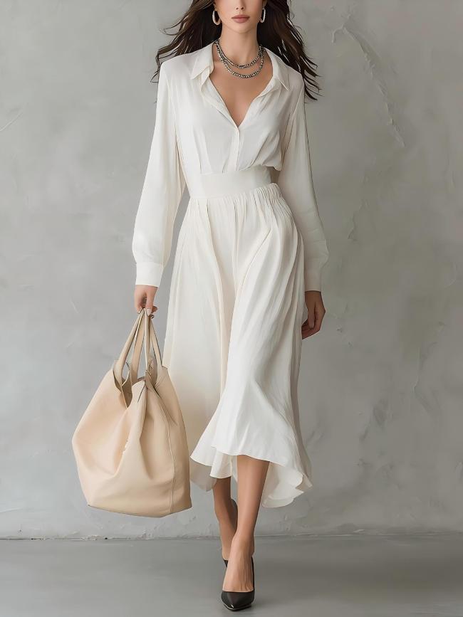 Women's Commuter Minimalist Style Long-sleeve Dress