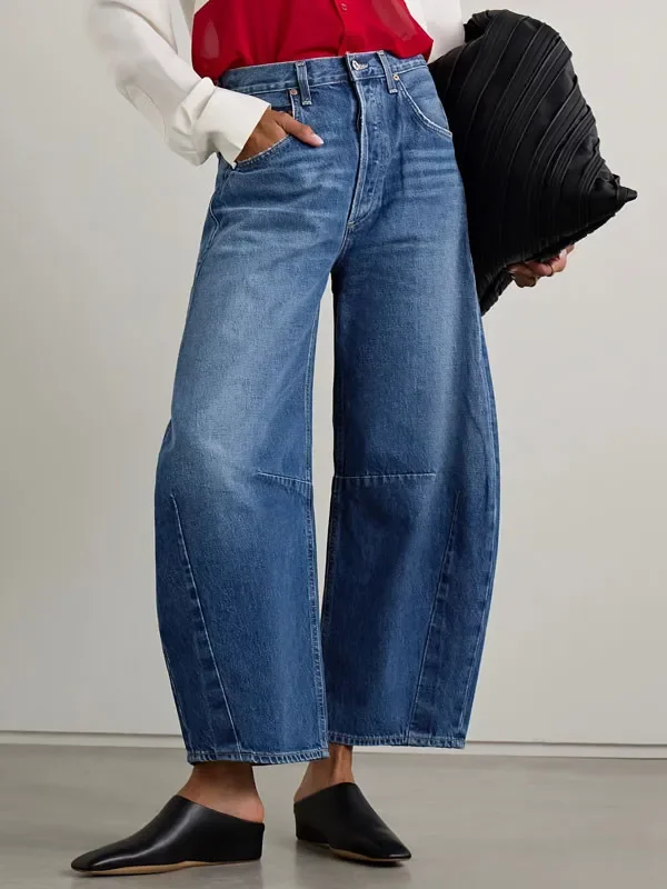 Horseshoe High-rise Barrel-leg Jeans