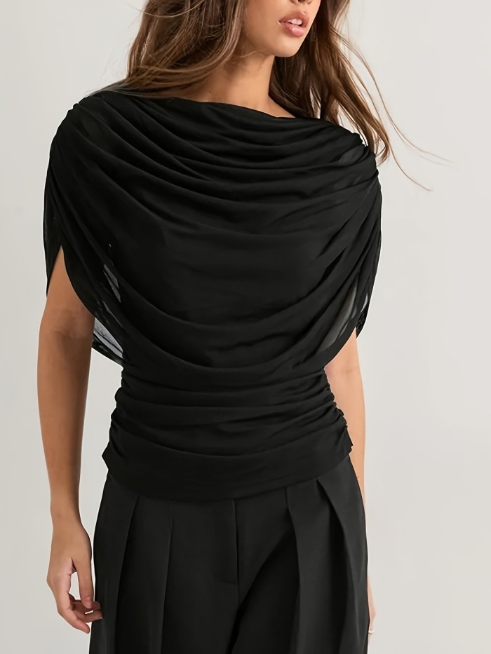 Aurelia™ Draped Scarf-Neck Pleated Tank