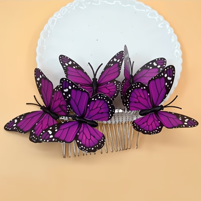 2026 New Fashion Butterfly Hair Comb Nostalgic 80S Hair Clip Women's Back of Head Hair Additions Invisible Hair Clip, Ideal Choice for Birthday Parties And Other Special Occasions, Perfect for Bangs