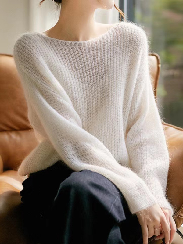 Elegant See-Through Soft Warm Knit Pullover Sweater