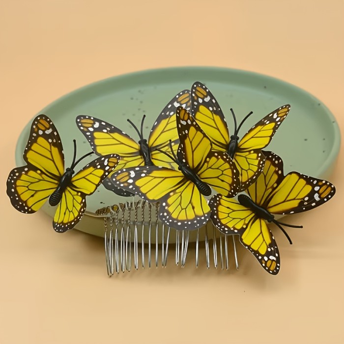 2026 New Fashion Butterfly Hair Comb Nostalgic 80S Hair Clip Women's Back of Head Hair Additions Invisible Hair Clip, Ideal Choice for Birthday Parties And Other Special Occasions, Perfect for Bangs