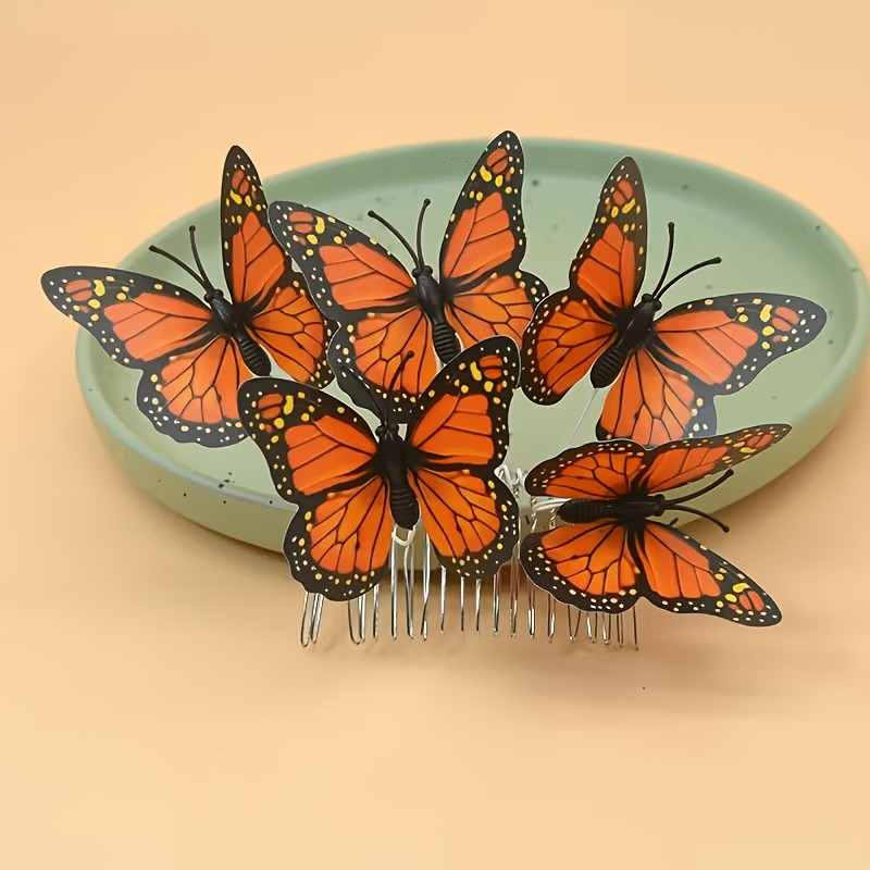 2026 New Fashion Butterfly Hair Comb Nostalgic 80S Hair Clip Women's Back of Head Hair Additions Invisible Hair Clip, Ideal Choice for Birthday Parties And Other Special Occasions, Perfect for Bangs