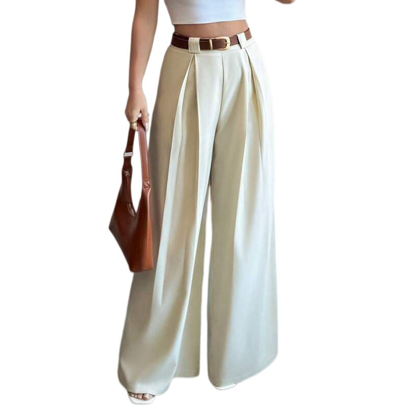 Vintage High-Waisted Wide-Leg Loose Casual Suit Trousers