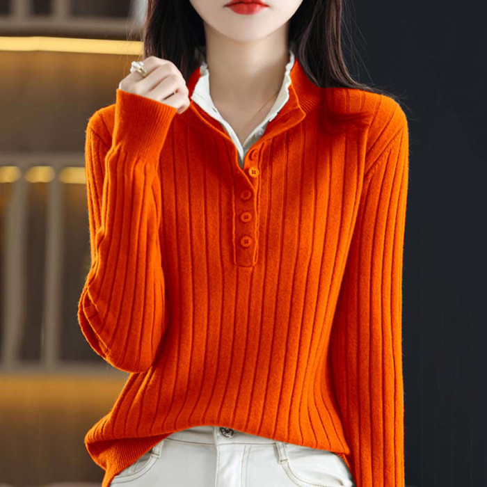 Autumn Winter Turtleneck Long Sleeve Knitted Sweater