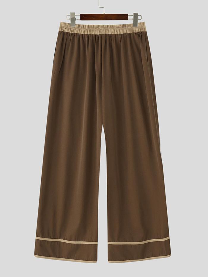 Men's Fake Two-Piece Layered Color Block Trousers