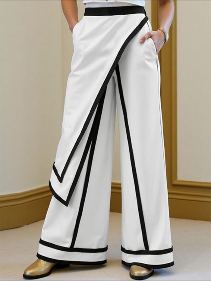 Men's Fake Two-Piece Layered Color Block Trousers