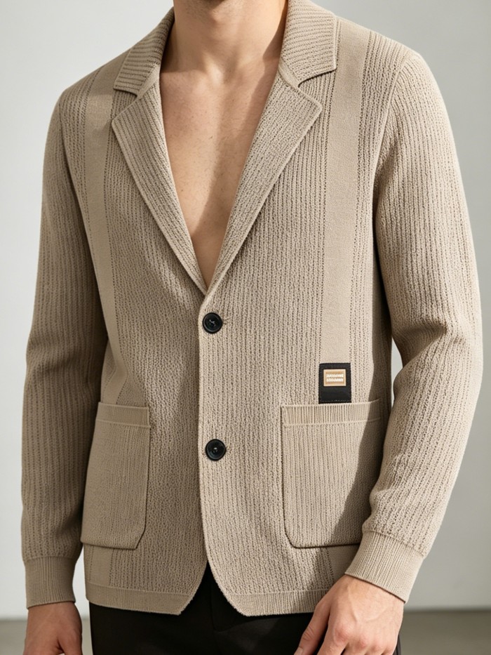Men's Suit Lapel Knitted Jacket | Light Business & Daily Work Outerwear, Perfect Gift for Him