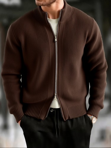 1pc Open Front Chunky Knit Cardigan for Men | Autumn Winter Street Style Comfort Sweater