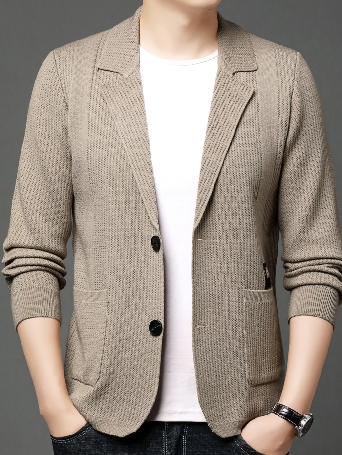 Men's Suit Lapel Knitted Jacket | Light Business & Daily Work Outerwear, Perfect Gift for Him