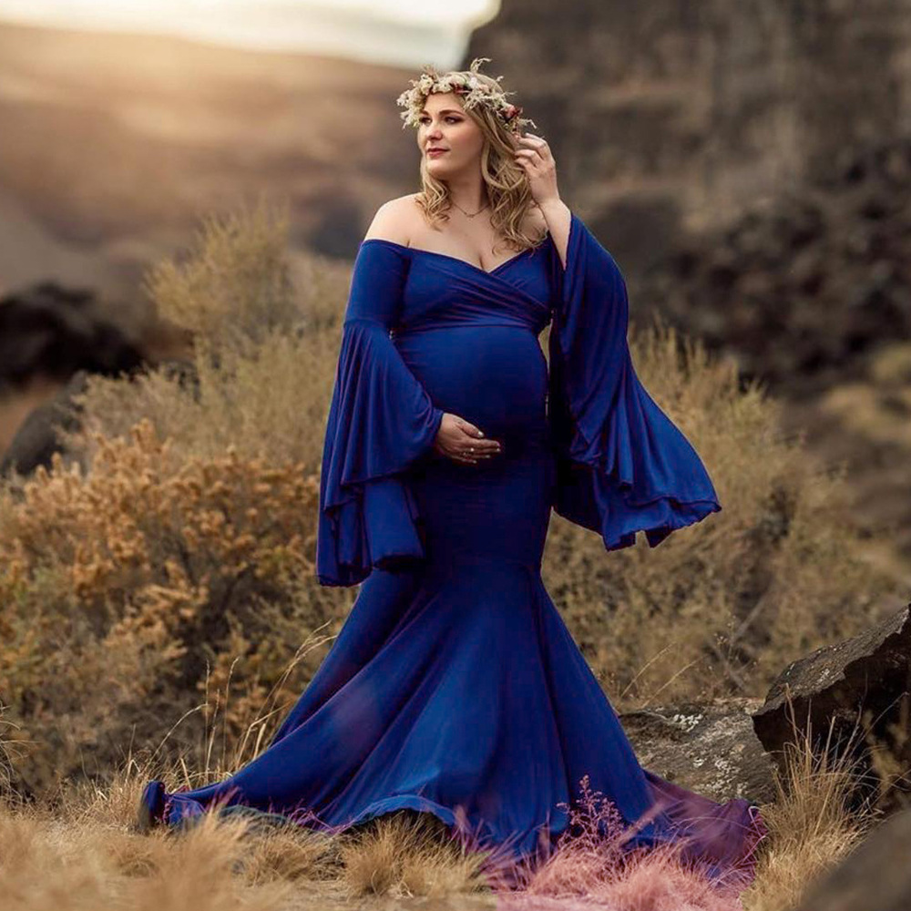 Maternity Dresses Photography Long Pregnancy Photo Shoot Prop For Baby Showers Party Rainbow Tulle Pregnant Women Maxi Gown