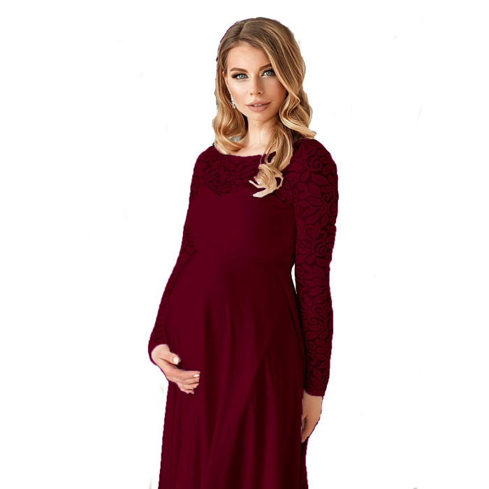 White Lace Maternity Dresses for Photo Shoot Long Hollow Out Maternity