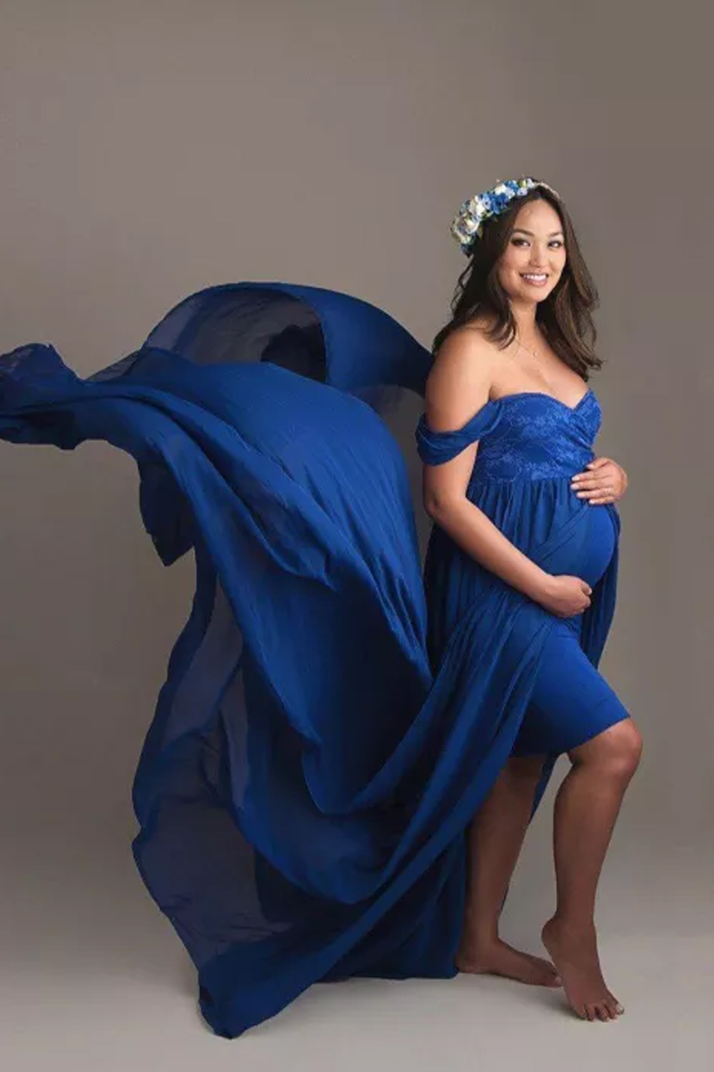 Maternity Dresses for Photo Shoot Baby Shower Chiffon Lace tuell