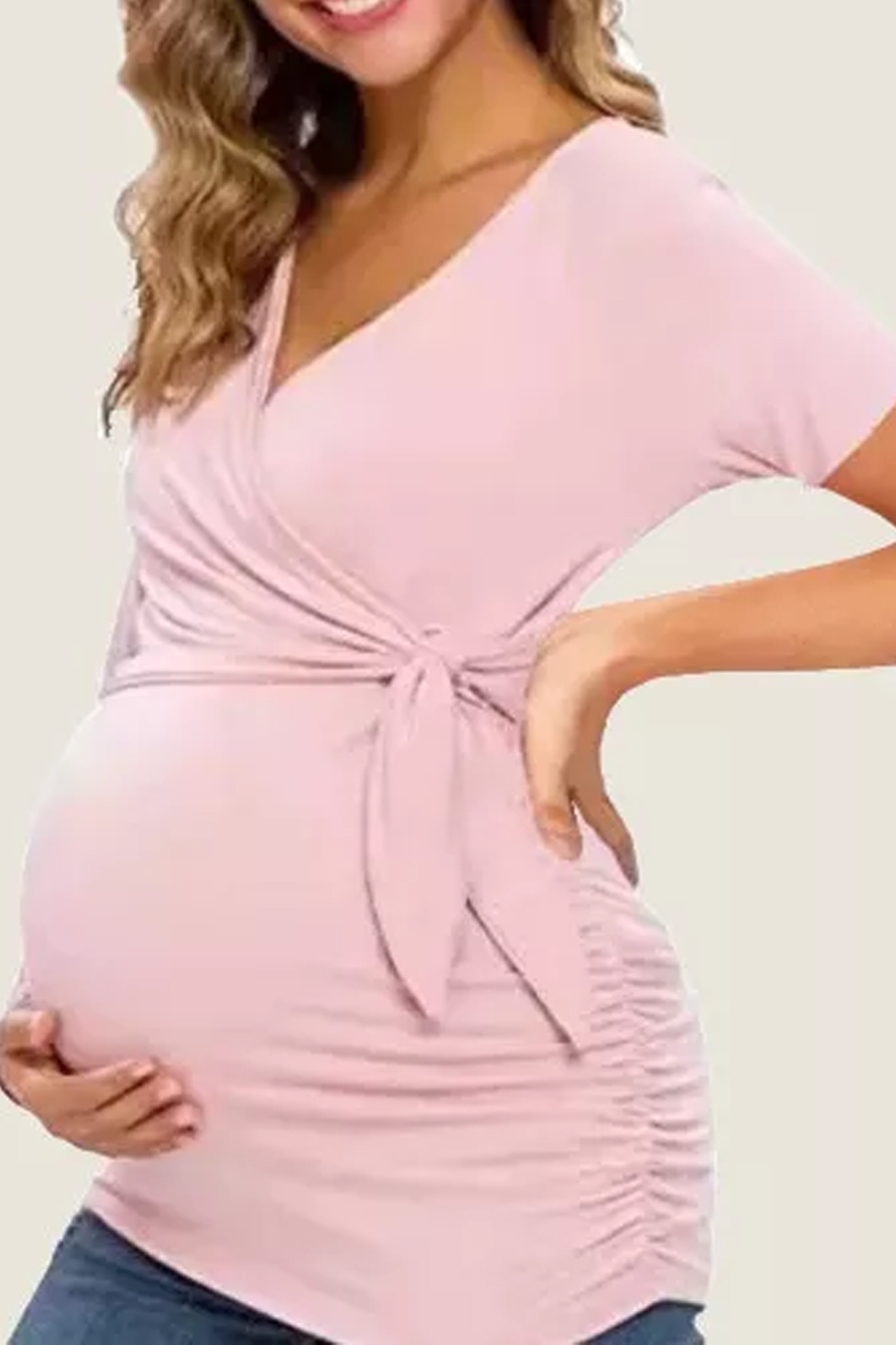 New Pregnant Women Breastfeeding Short Sleeve TShirt Summer V Neck