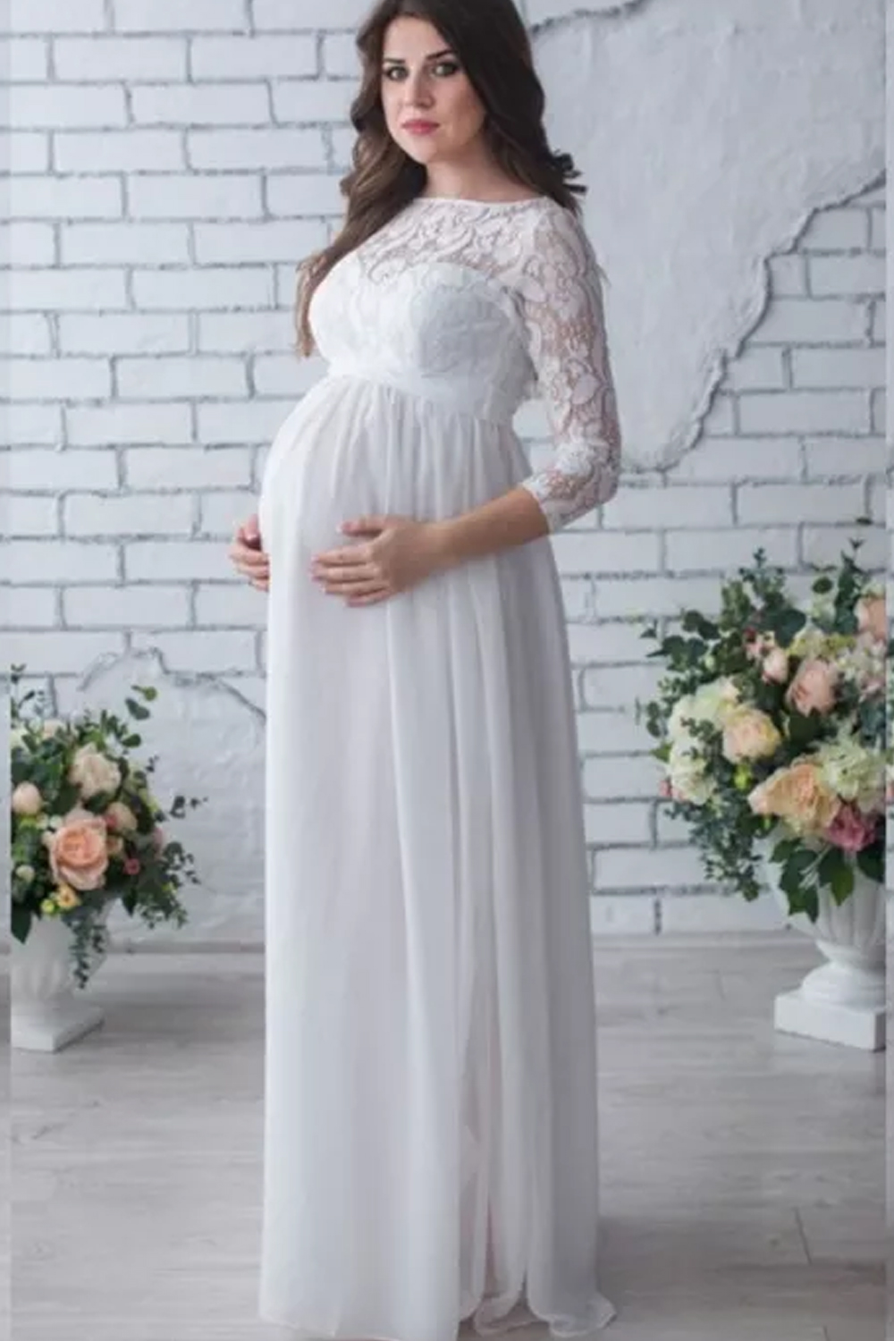 Maternity Lace Dresses Plus Size Pregnancy Dress Gown Chiffon Maternity