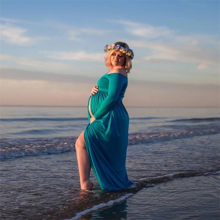 Cotton Maternity Dress Maxi Long Maternity Gown Dresses Cloth For Pregnant Women Maternity Photography Prop Baby Shower Gift,DS5088 main image 1