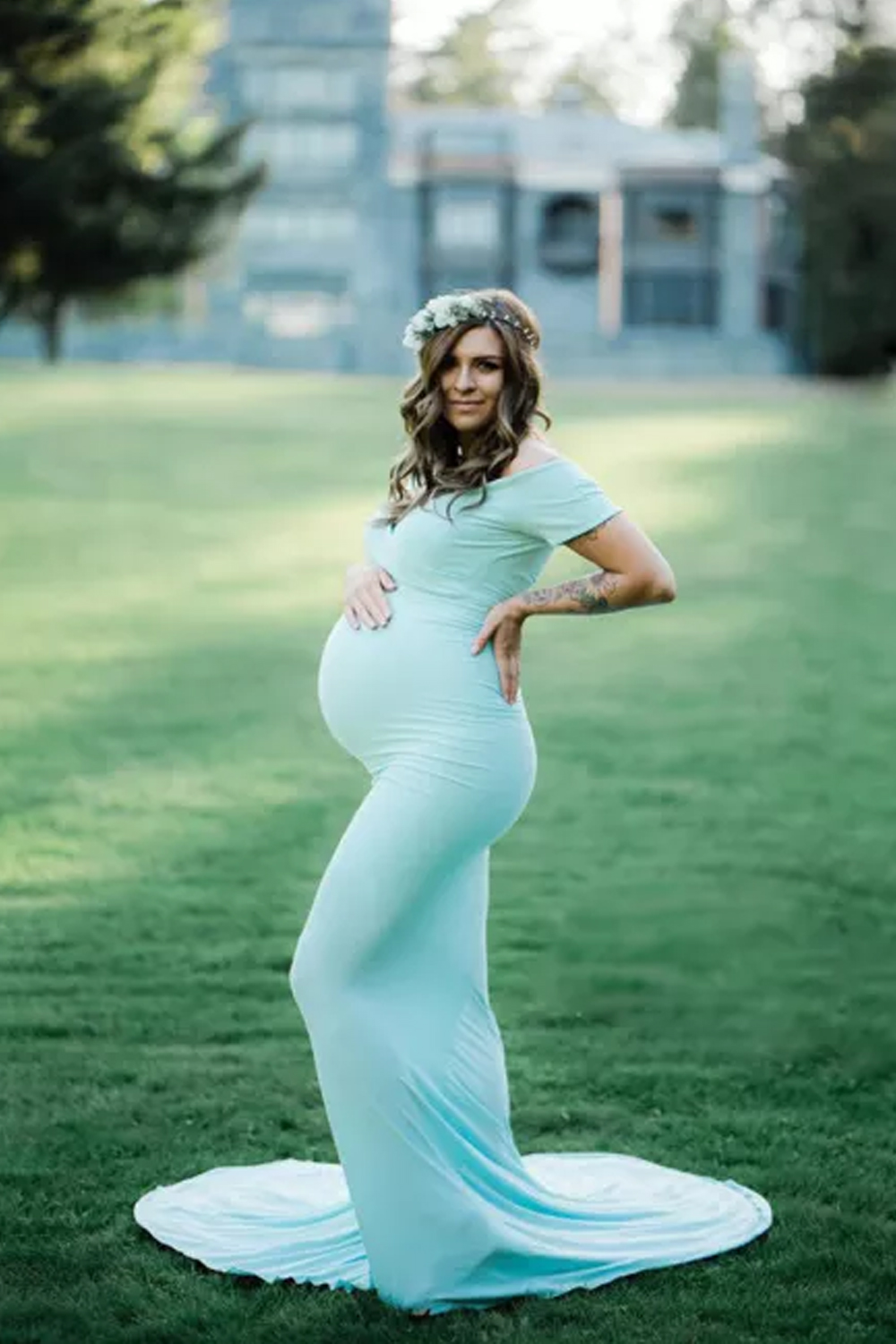 Off Shoulder Maternity Dress for Photo Shoot Sexy Women Off Shoulder