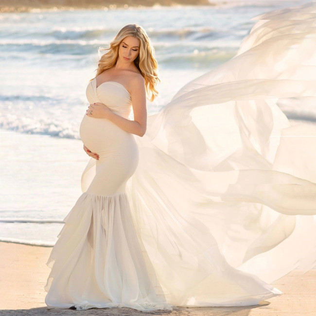 Shoulderless Mermaid Maternity Dresses Clothes for Pregnant Costume