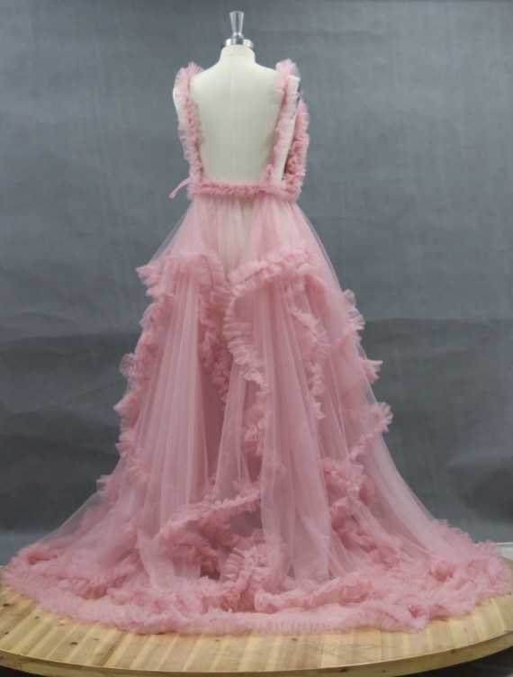 Plataz Bandeau Off Shoulder Feather Tulle Tutu Grenadine Photoshoot Maternity Maxi Dress Maternity main image 0