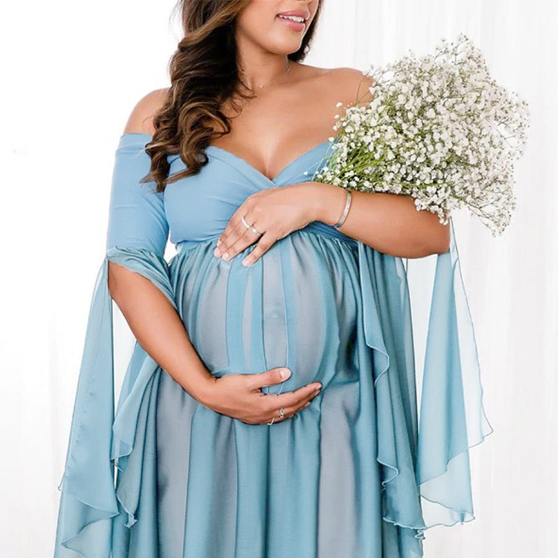 Designarche SKYBLUE TULE Maternity Wear Gown best for Photoshoots and Baby Shower main image 0