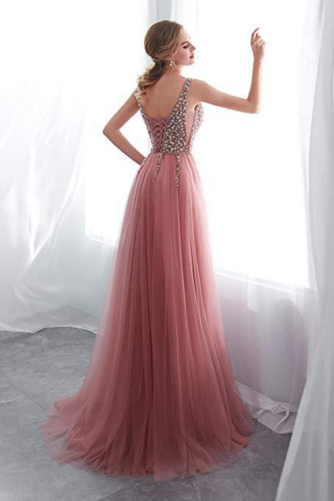 Sexy Evening Party Sleeveless V Neck Wedding Guest Dresses