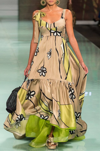 Bohemian Printed Backless Bandage Printed Irregular Elegant  Wedding Guest Dresses
