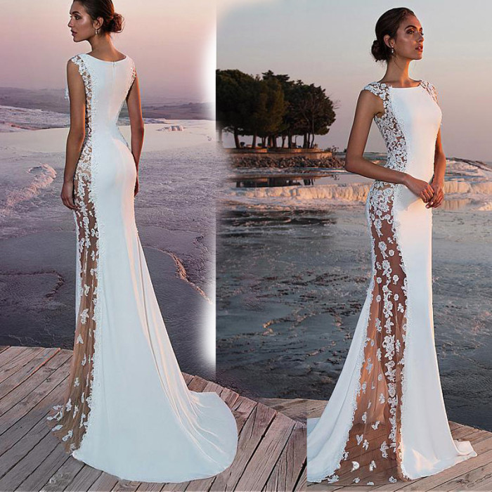 Women Lace Sexy Elegant Sleeveless Wedding Guest Dresses