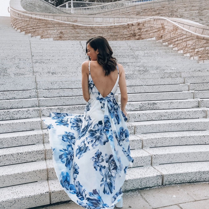 Women's Sexy New Sleeveless Print  Wedding Guest Dresses