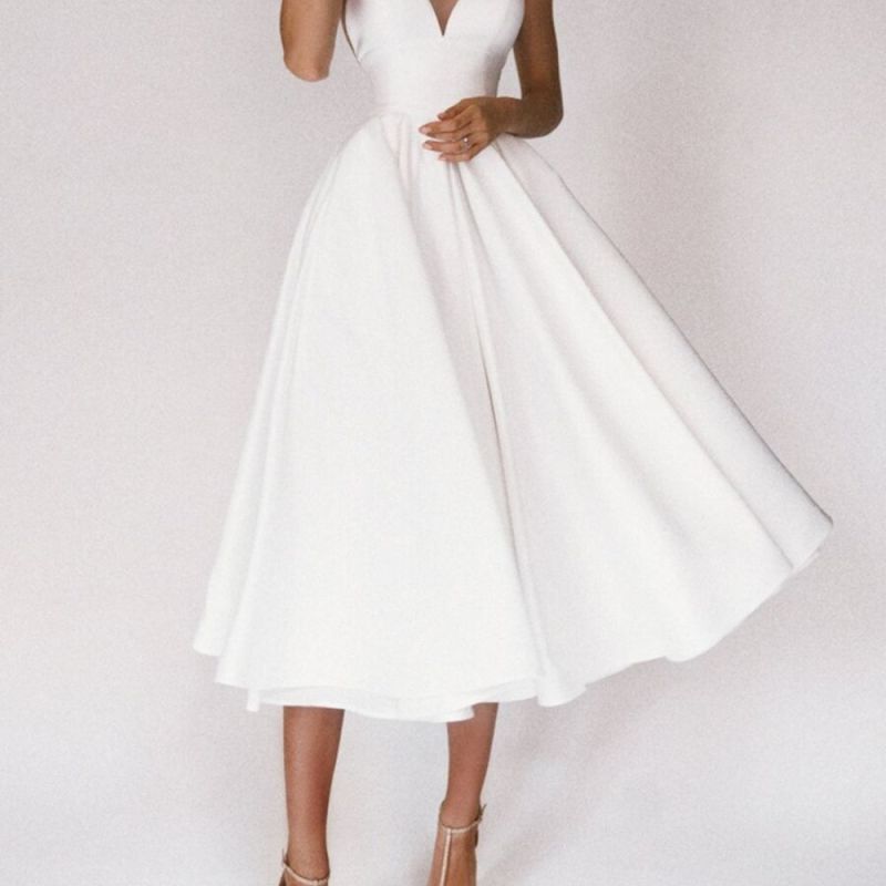 Women's Sling Sexy Fashion Sleeveless V-Neck  Wedding Guest Dress