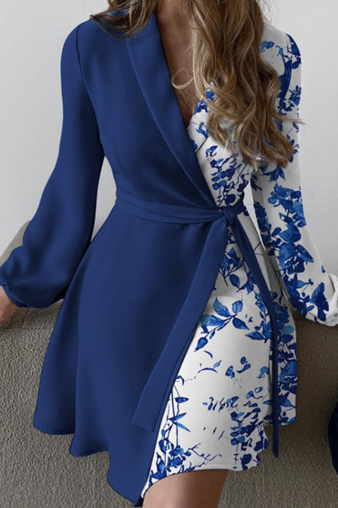 Elegant Floral Print Patchwork  Wedding Guest Dresses