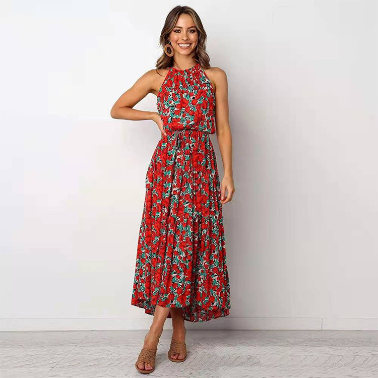 Women Casual Print Sleeveless Wedding Guest Dresses
